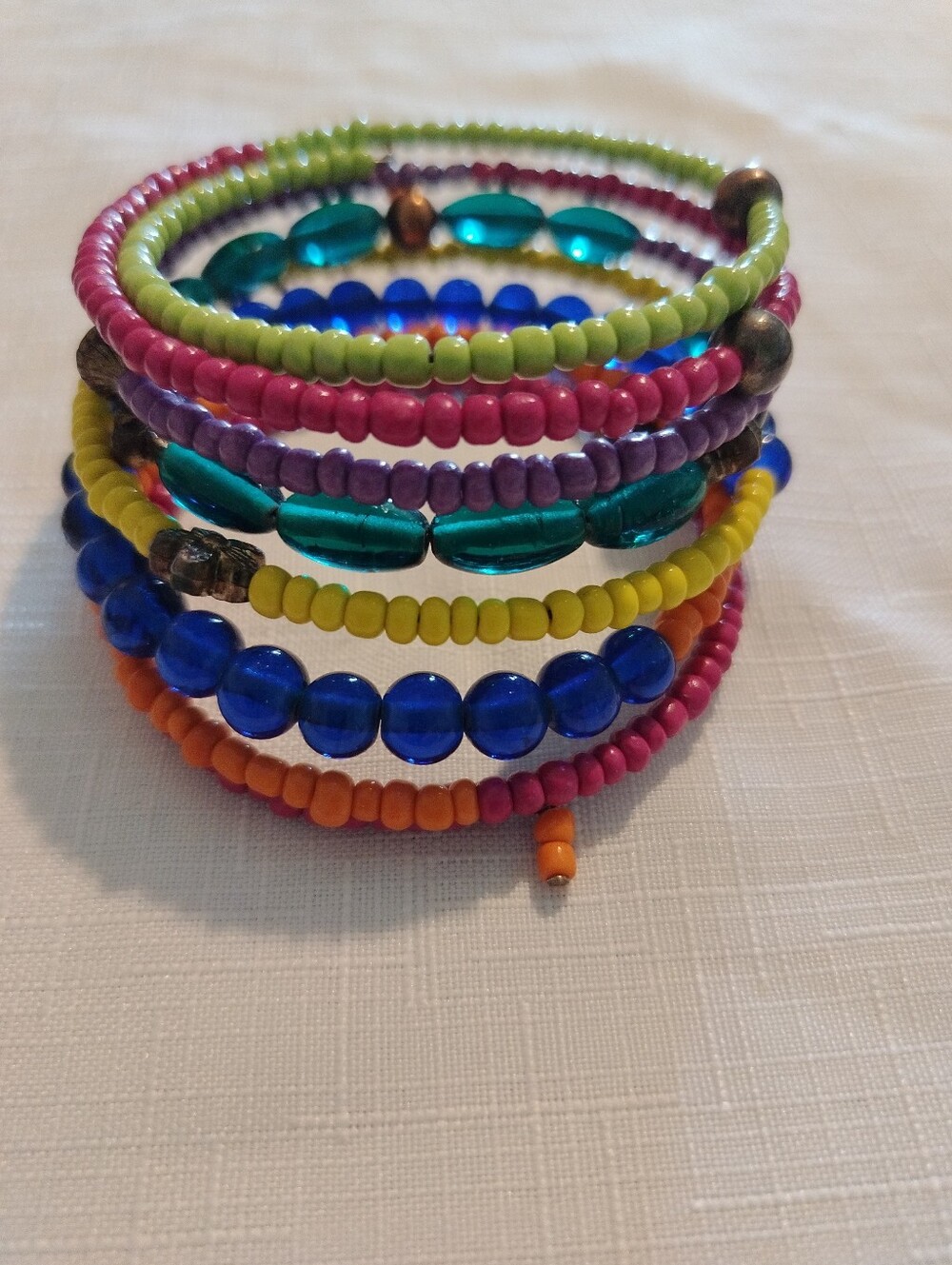 Multicolor Beaded Coil Bracelet - Women Jewelry